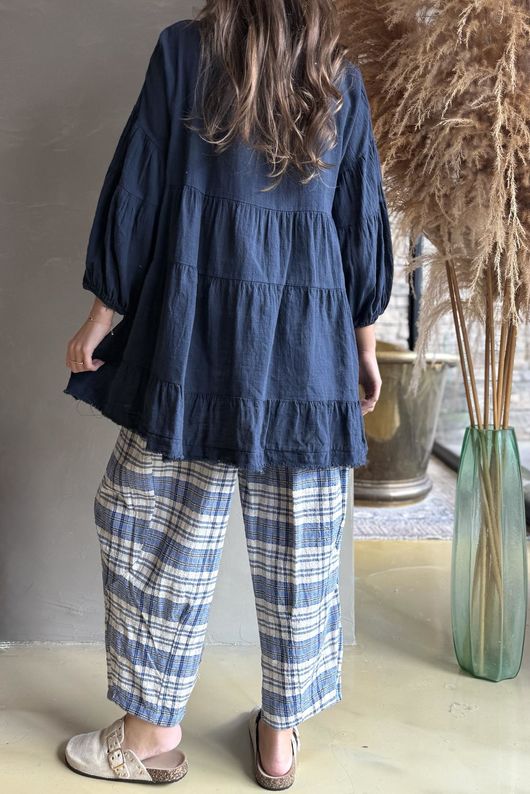Driftwood Bell Sleeve Smock Top Navy